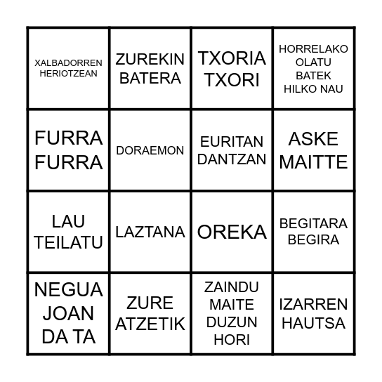 BINGO MUSICAL Bingo Card