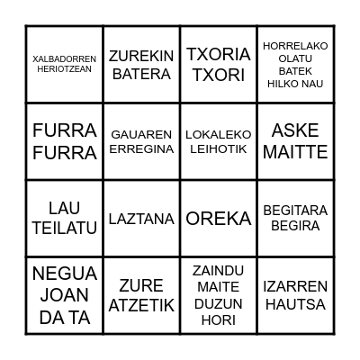 BINGO MUSICAL Bingo Card