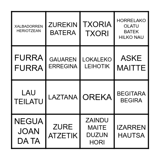 BINGO MUSICAL Bingo Card