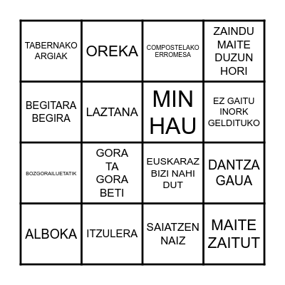 BINGO MUSICAL Bingo Card