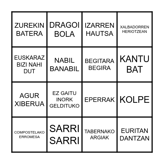 BINGO MUSICAL Bingo Card