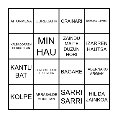 BINGO MUSICAL Bingo Card