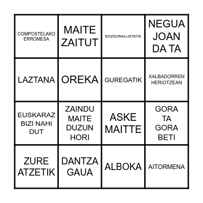 BINGO MUSICAL Bingo Card