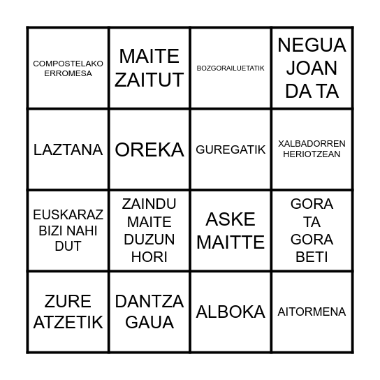 BINGO MUSICAL Bingo Card