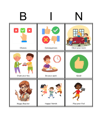 Good Choices Bingo Card