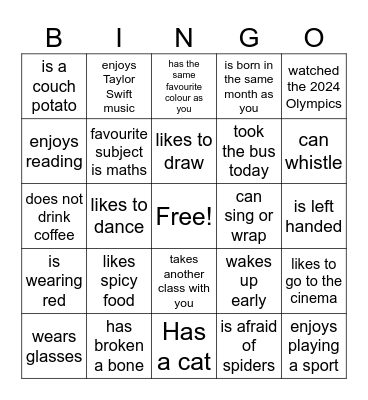 Find someone who... Bingo Card