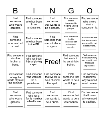 Health Science BINGO Card