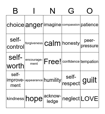 Empathy Bingo Card