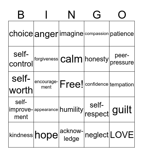 Empathy Bingo Card