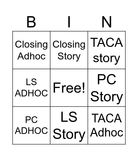 Ops... I did it Again Bingo Card