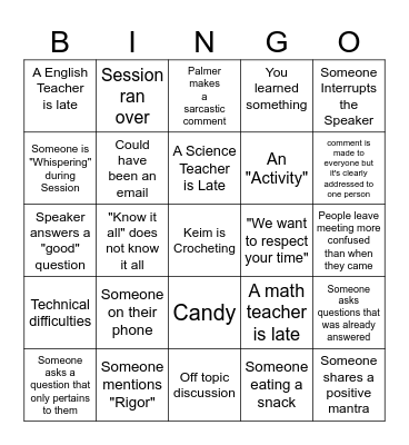 PD Bingo Card