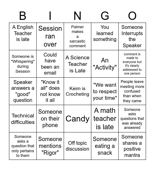 PD Bingo Card