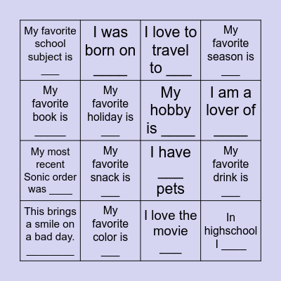 Get To Know Your Teacher Bingo Card