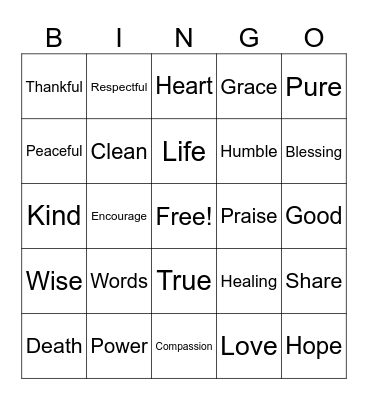 Fruit of the Tongue Bingo Card