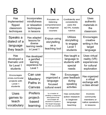 Level 1 TOOLBOX BINGO Card