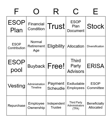ESOP Bingo Card