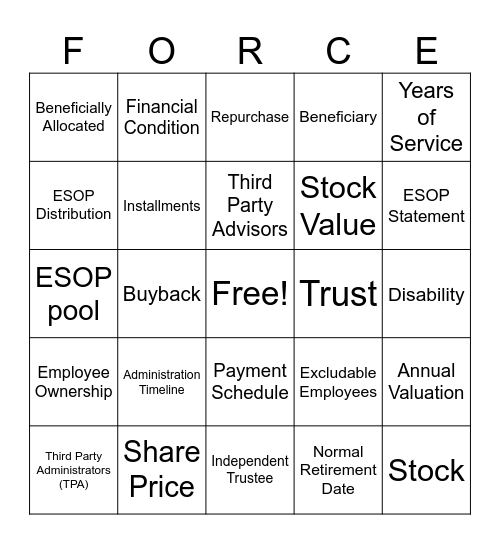 ESOP Bingo Card