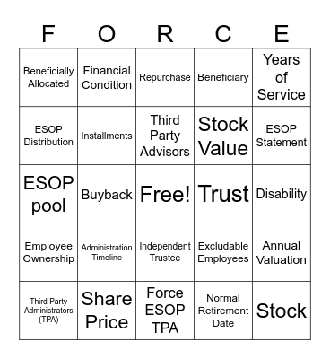 ESOP Bingo Card