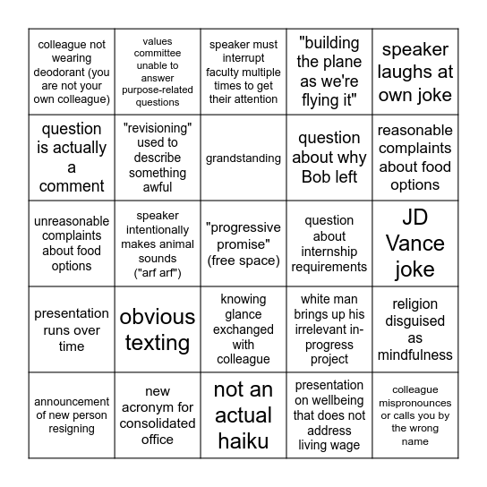 RETREAT F24 Bingo Card