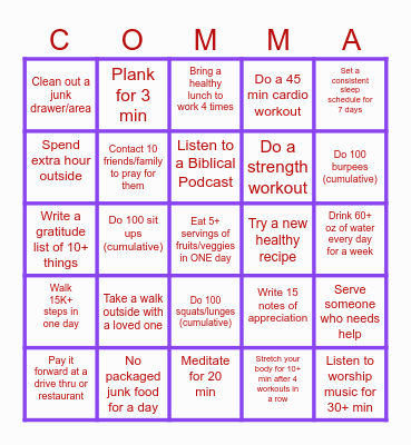 2024 Fall Wellness Fun Bingo Card