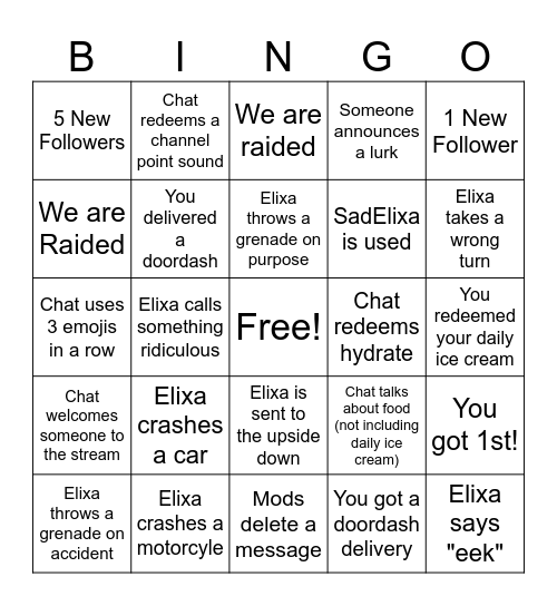 Elixa Cyberpunk Bingo Card