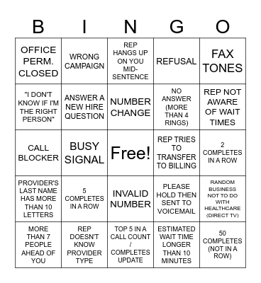 WELLCARE Bingo Card