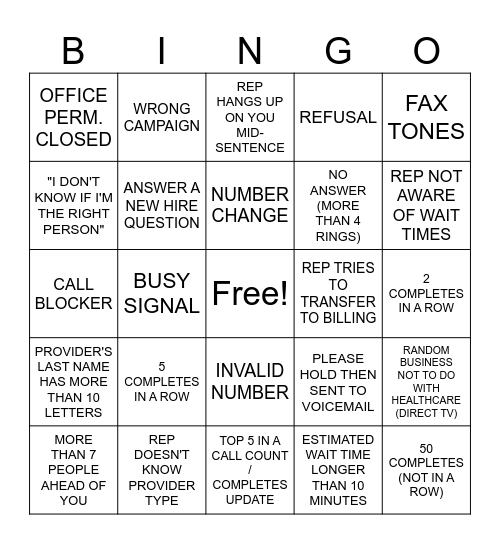 WELLCARE Bingo Card