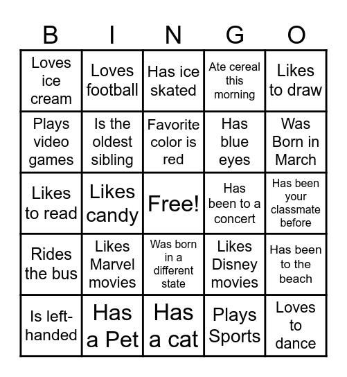 Find a Band member who..... Bingo Card