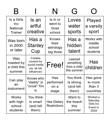 Find someone who... Bingo Card