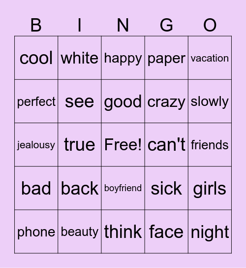 Jealousy, Jealousy by Olivia Rodrigo Bingo Card