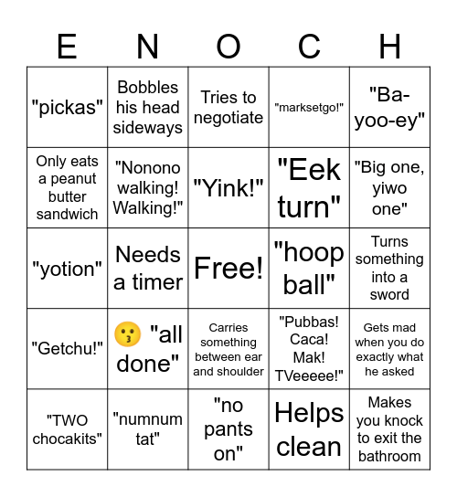 Enoch Bingo Card