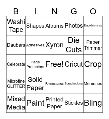 Scrapbooking Bingo Card