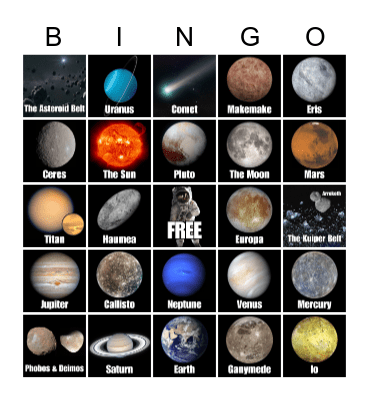 Solar System Bingo Card