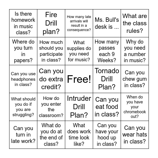 Bull's Eye Bingo Card