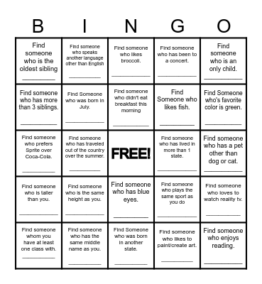 Find Someone Who... Bingo Card