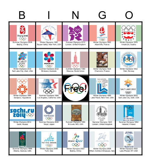 Olympic Hosts Bingo Card