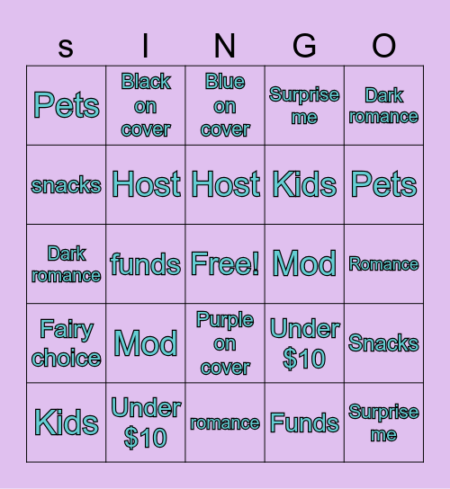 fairy Wednesday Bingo Card