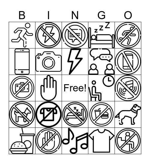 Allowed or Not Allowed Bingo Card