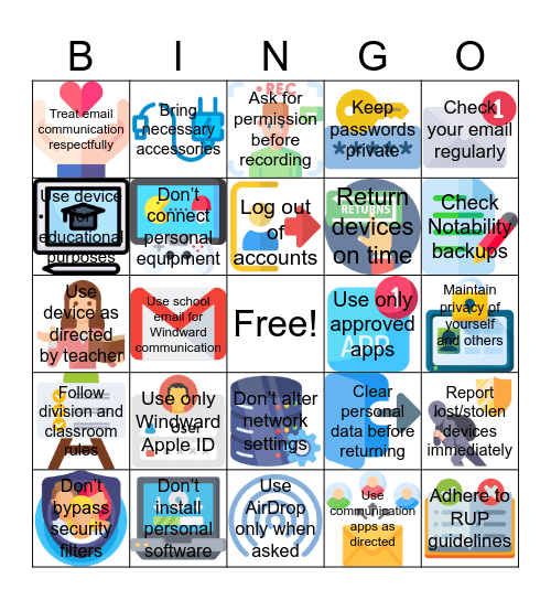 RUP Bingo Card