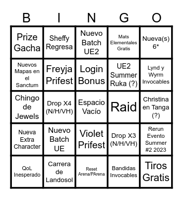 Halfversary 6.5 Priconne Bingo Card