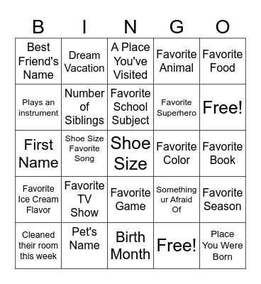 Untitled Bingo Card