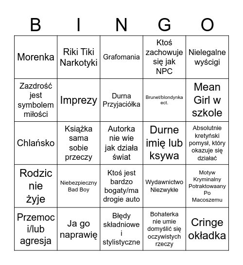 Książkowe Bingo Card