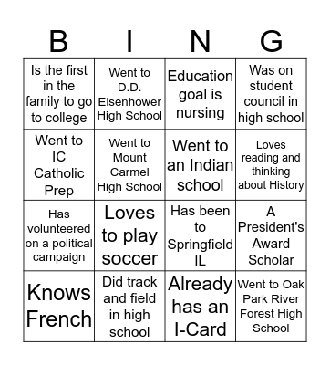 Undergrad Research Icebreaker Bingo Card