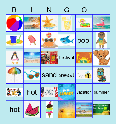 Summer Images Bingo Card