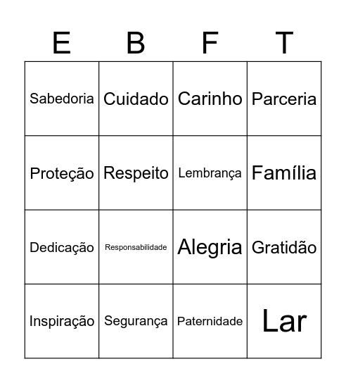 Bingo dia dos Pais EBFT Bingo Card