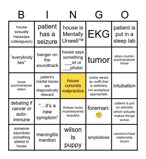 malpractice md bingo Card