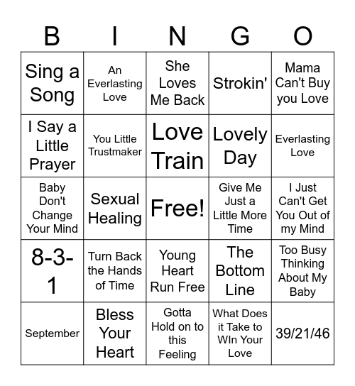 Big C's Favs Bingo Card