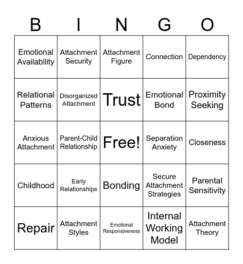 MH Attachment Bingo Card