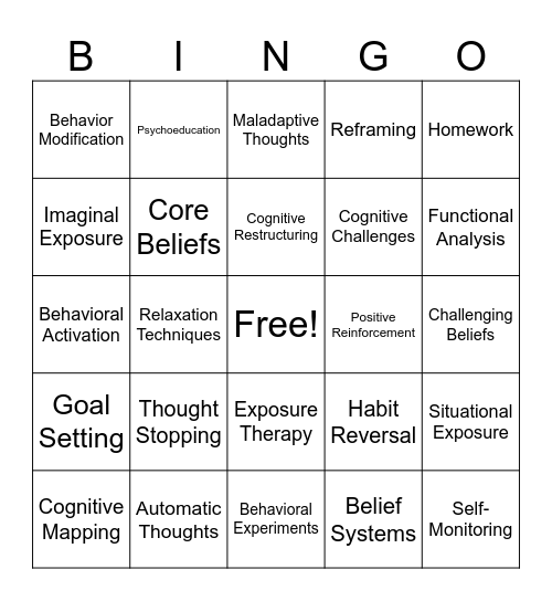 CBT Bingo Card