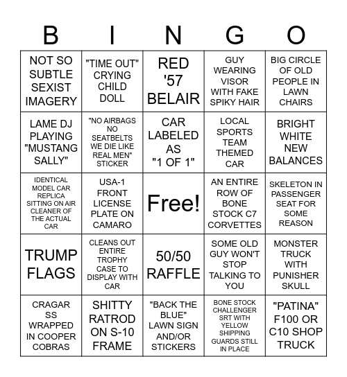 LOCAL CAR SHOW BINGO Card